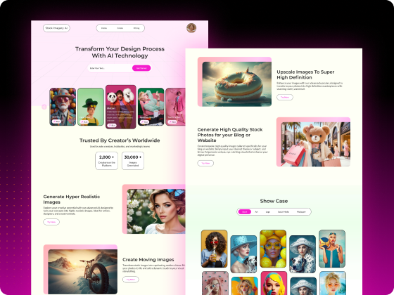 Stock Imagery AI — UX/UI Designing project mockup